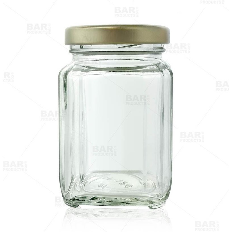 Craft Bartending Jar with Gold Lid – Victorian Square Style – 3.75 oz / 110ml