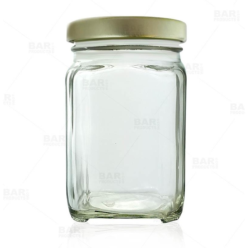 Craft Bartending Jar with Gold Lid – Victorian Square Style – 6 oz / 190ml