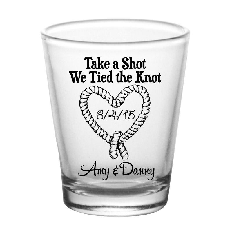 CUSTOMIZABLE Clear Shot Glass – Tied the Knot – 1.75oz