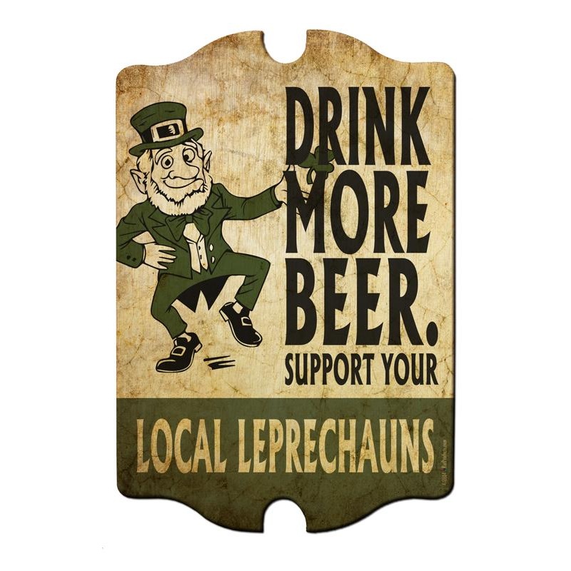 Kolorcoat Wood Bar Sign – Tavern Shaped – Support Your Local Leprechauns