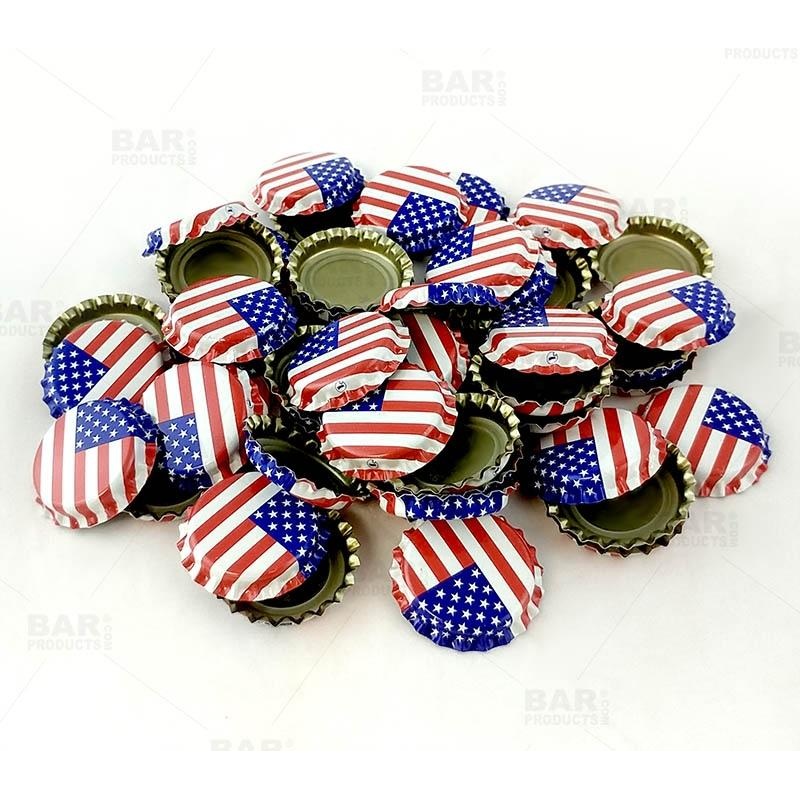 Oxygen Absorbing Beer Bottle Caps – American Flag – 50 pack