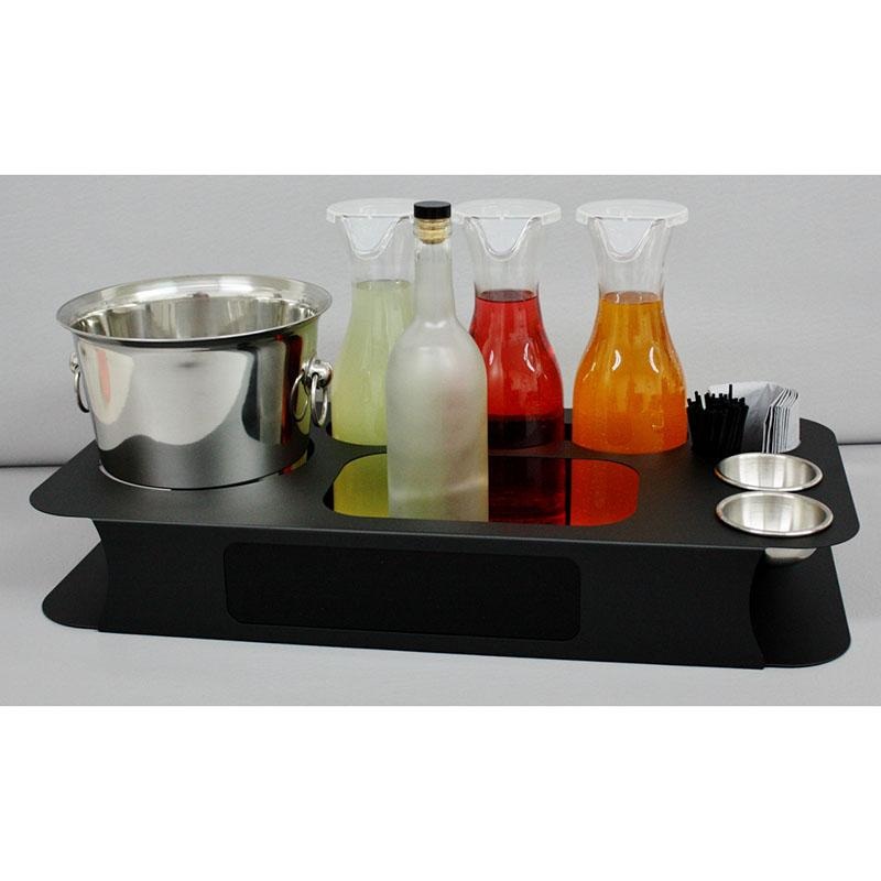 Rectangle Bottle Service Tray|White|Chrome|Black