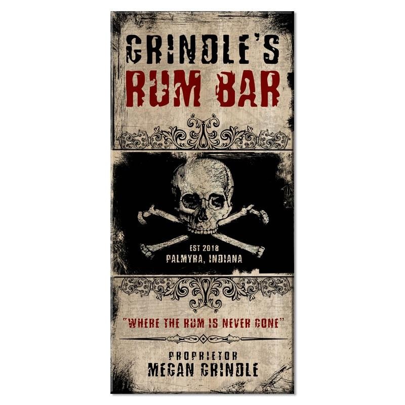 Rum Bar- CUSTOMIZABLE Large Vintage Wooden Bar Sign – 11 3/4 x 23 3/4
