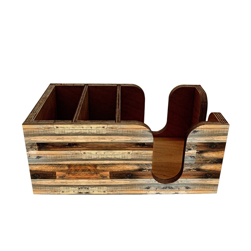 Bar Top Napkin Caddy – Rustic Wood Planks