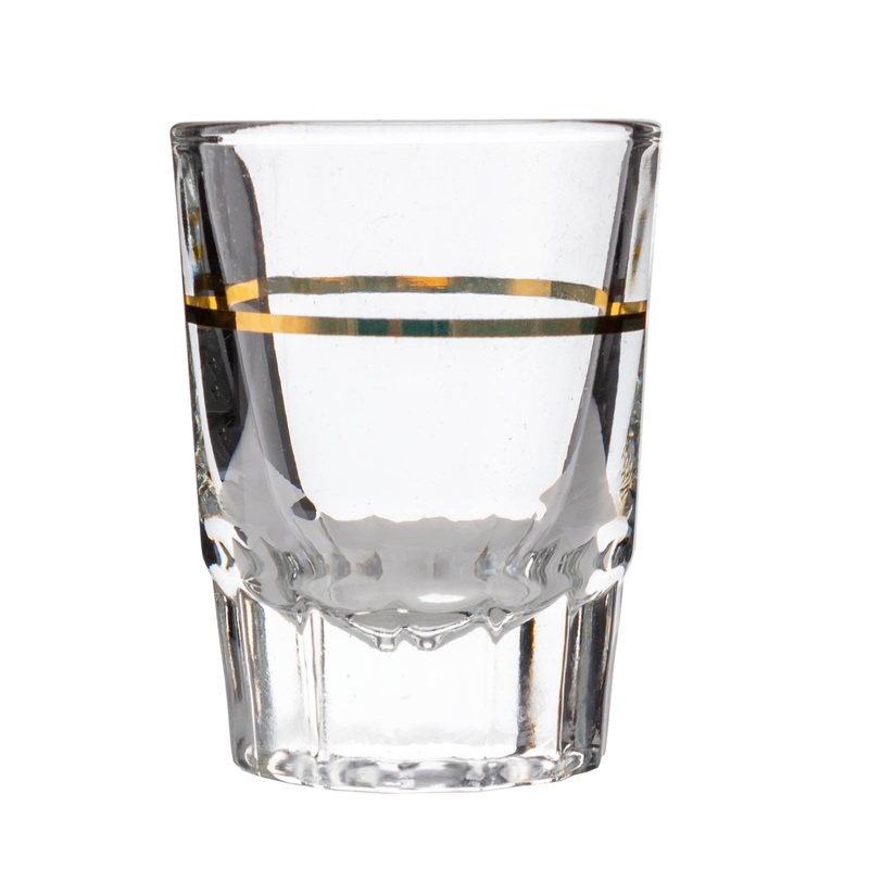 BarConic 2oz Shot Glass with Gold 1oz Measure line