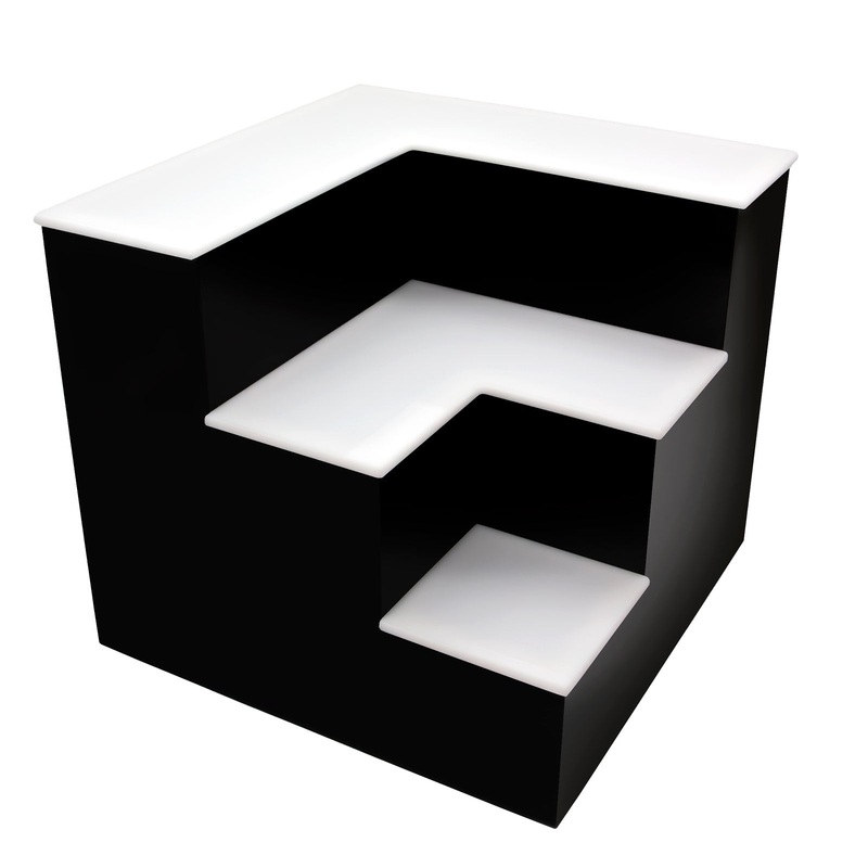 BarConic LED Liquor Bottle Display Shelf – Inside Corner – 3 Steps – Black