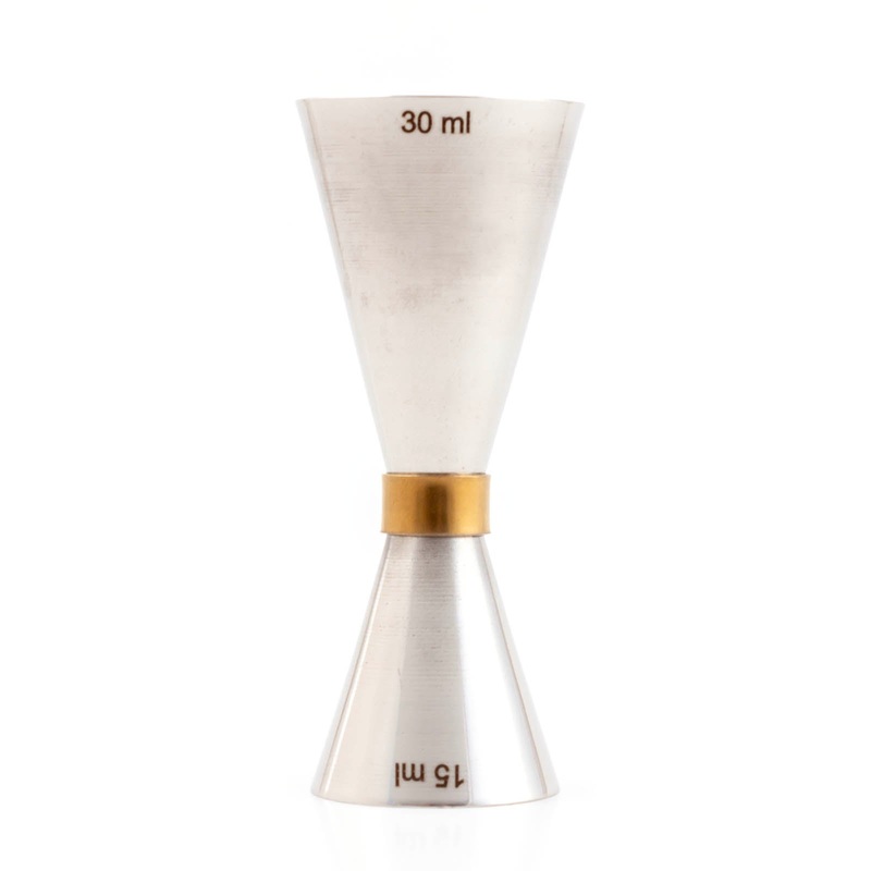 BarConic Slender Jigger w/ Gold Ring – Size Options – Stainless Steel