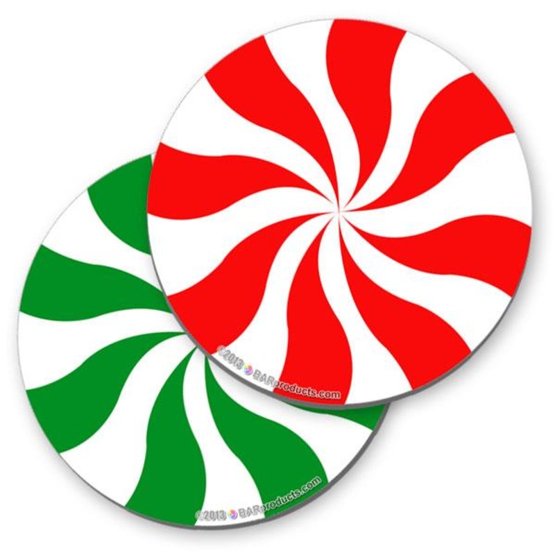 Christmas Peppermint Foam Kolorcoat Coaster – 4 inch Round