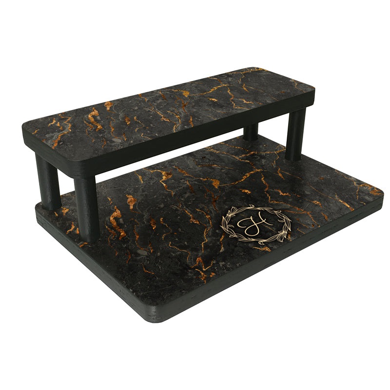 Custom Counter Caddies – Marble Monogram Themed Artwork – Straight Shelf – 12 Length