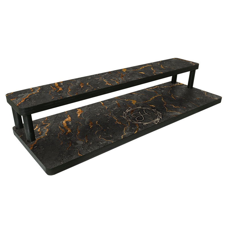 Custom Counter Caddies – Marble Monogram Themed Artwork – Straight Shelf – 24 Length