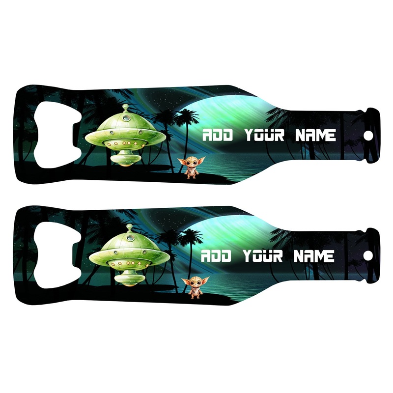 Customizable Bottle Shaped Bottle Opener – Add Your Name – Alien