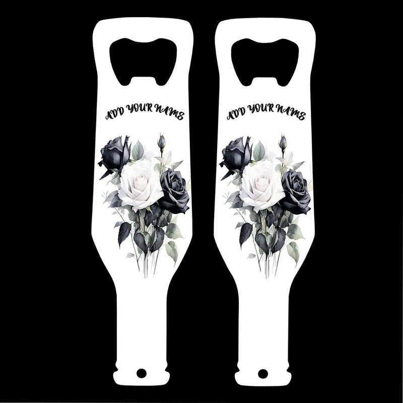 Customizable Bottle Shaped Bottle Opener – Add Your Name – Black Rose