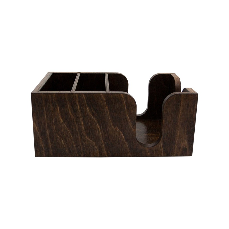 Wooden Bar Top Napkin Caddy – Dark Stain Finish