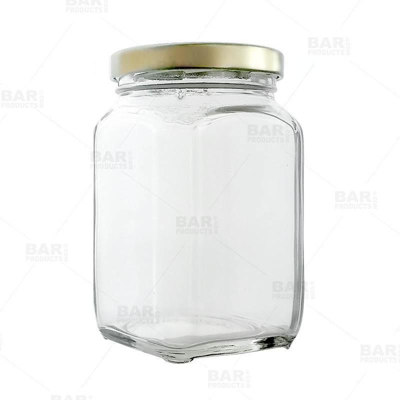 Craft Bartending Jar with Gold Lid – Victorian Square Style – 10 oz / 292ml
