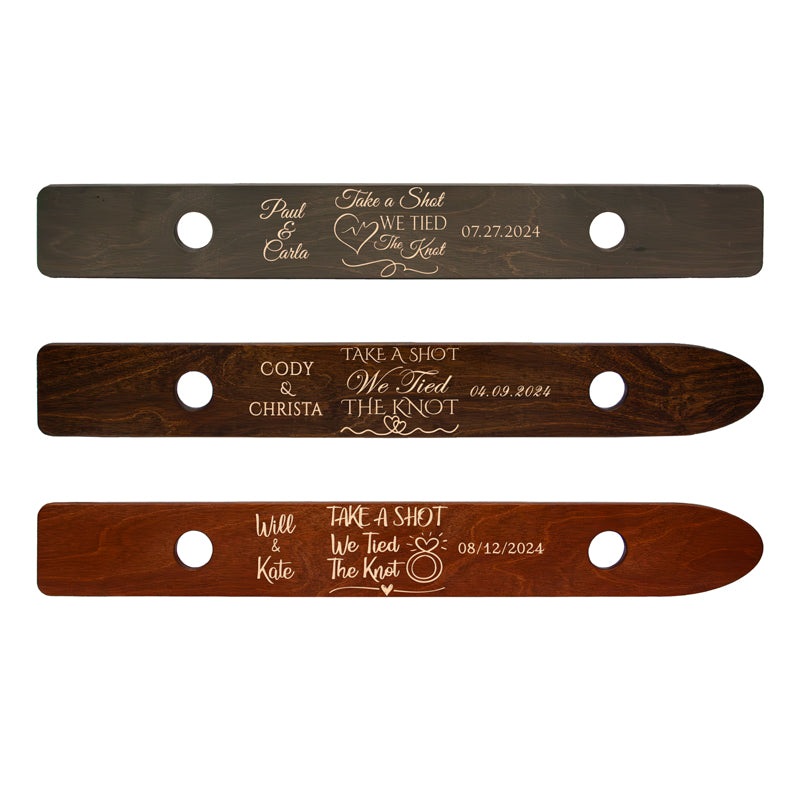 Custom Laser Engraved 2 Person Wood Shot Ski – Take A Shot, We Tied The Knot