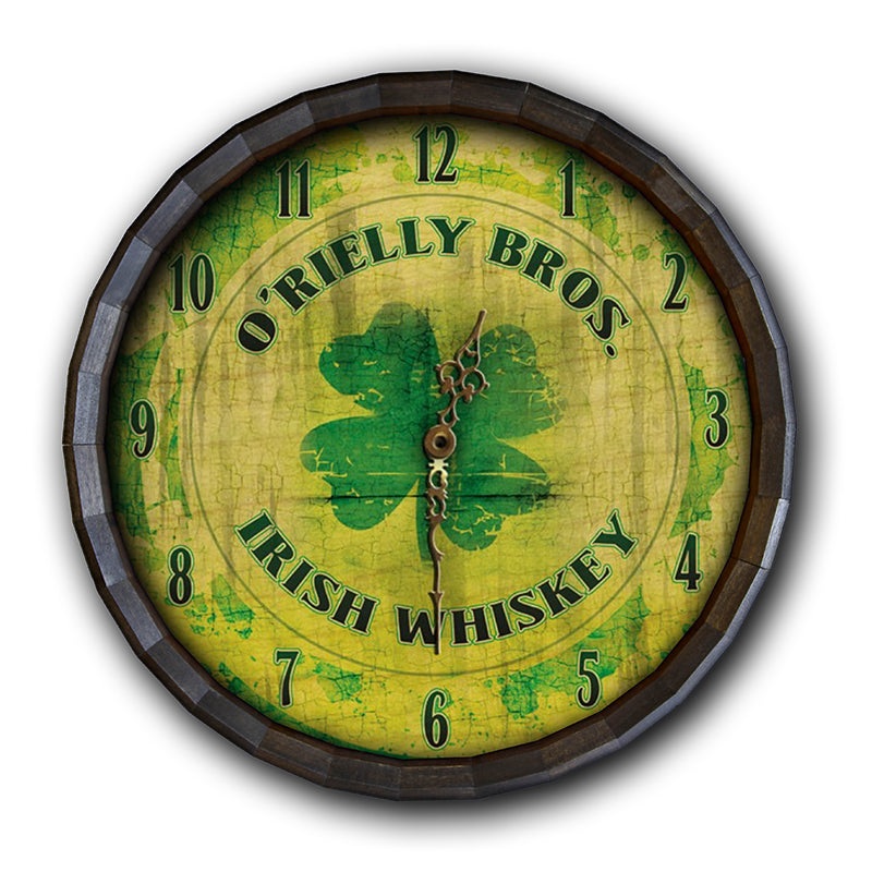 Custom Wood Barrel Top Clock  Irish Whiskey