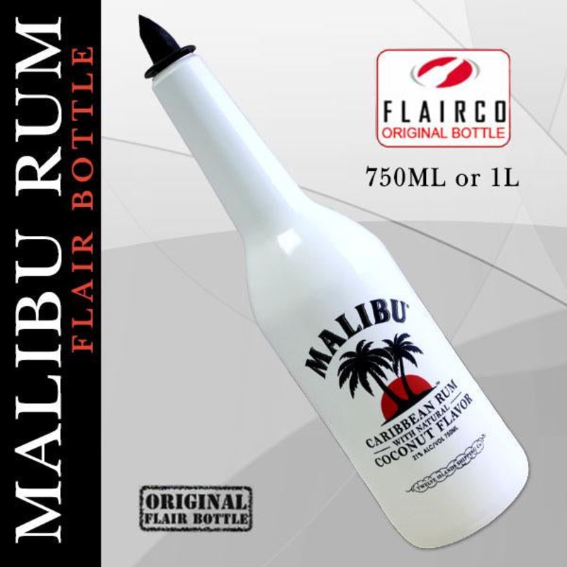 Flair Bottles – Malibu Rum – 750 mL and 1 L