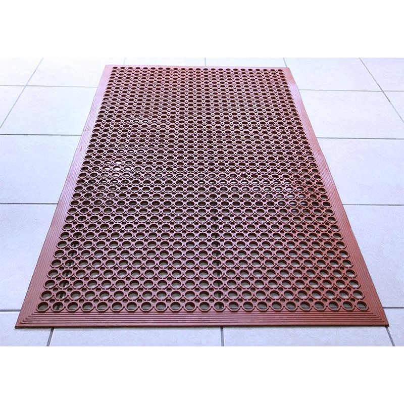 Grease Resistant Rubber Floor Mat  Red 3 X 5