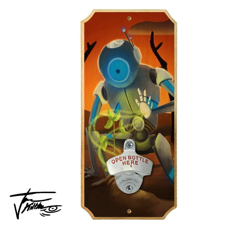 Wood Plaque Wall Mounted Bottle Opener – A Robot Grows