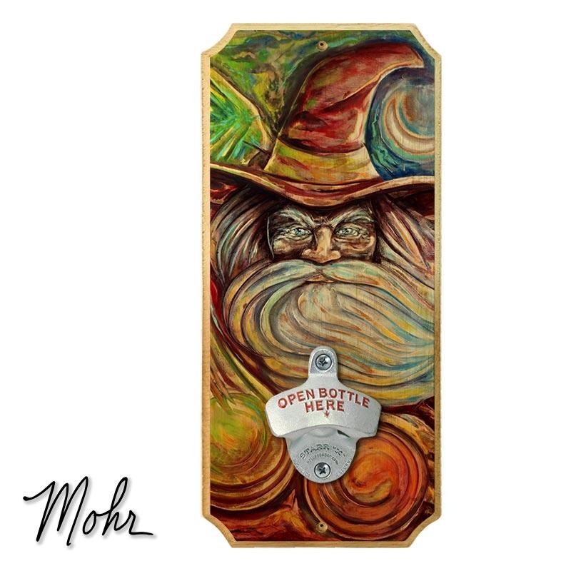 Wood Plaque Wall Mounted Bottle Opener – The Wizard