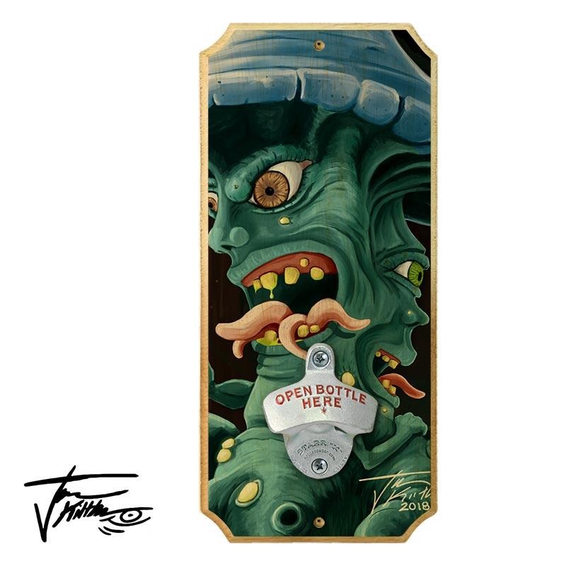 Wood Plaque Wall Mounted Bottle Opener – Two Face Mushroom