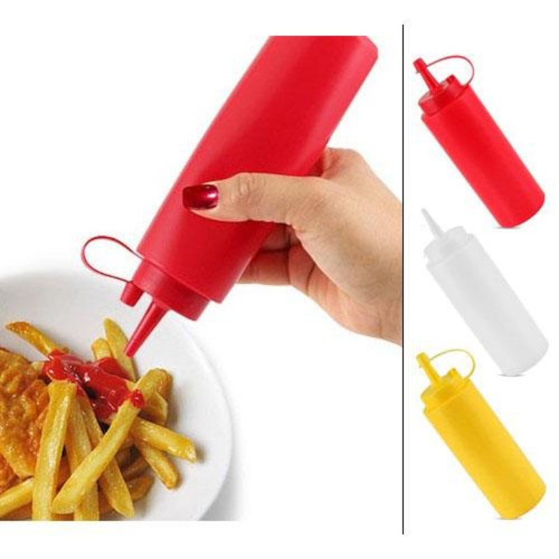 8 oz Squeeze Bottles with Cap|Clear – 8 ounce|Red w/Cap- 8 ounce|Yellow w/Cap- 8 ounce