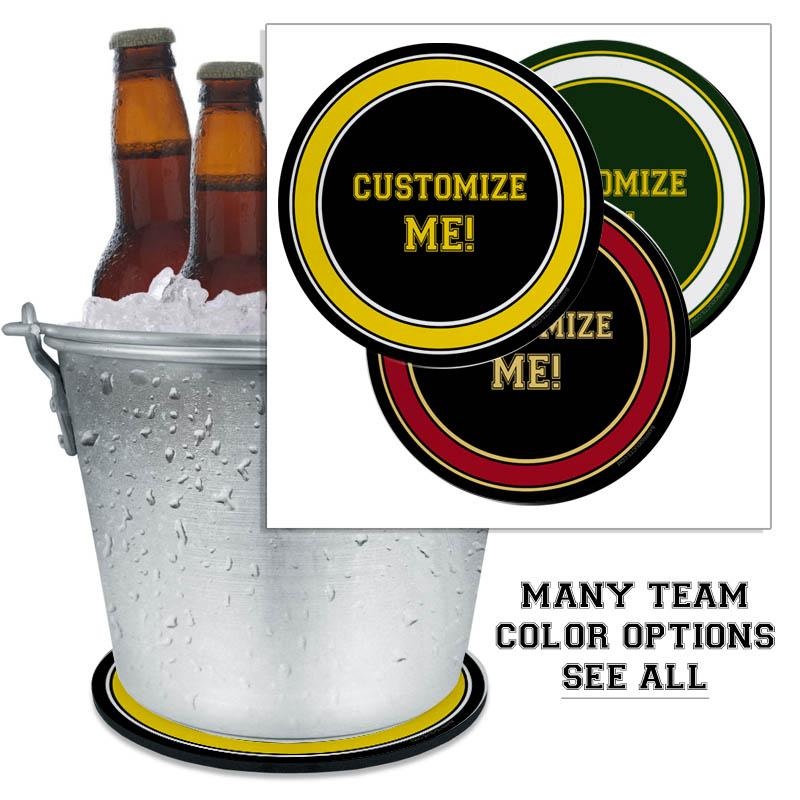 Beer Bucket Coasters – CUSTOMIZABLE Sports Teams (Several Team Color Options)