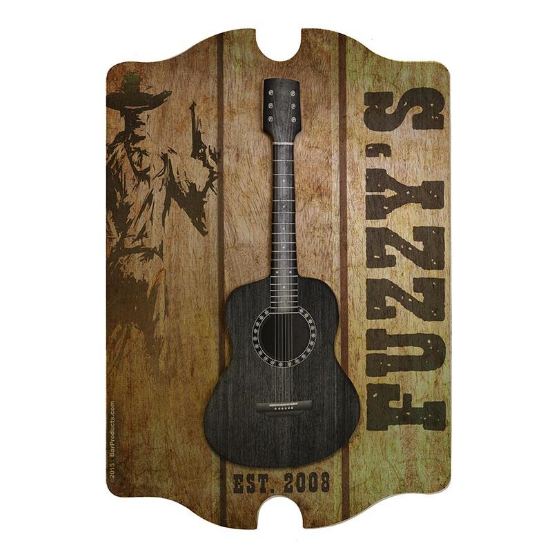 Country Theme – 3D Wooden Guitar Tavern Sign