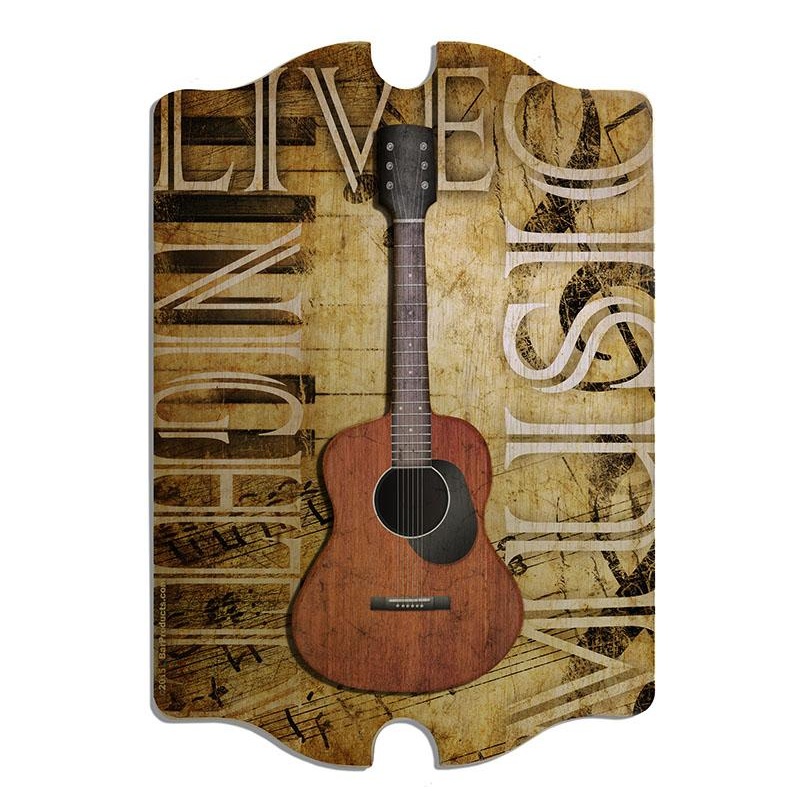 Live Music Nightly – 3D Wooden Guitar Tavern Sign