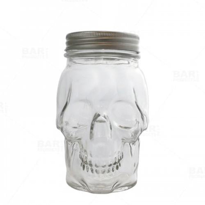 Mason Jar with Lid – SKULL Themed – 16 ounce