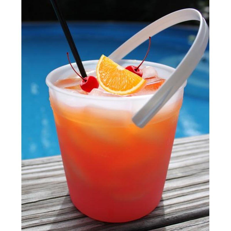 Plastic Rum Buckets – 32 oz|Case of 12 Buckets (Translucent)|Single Rum Bucket (Translucent)|Wood Plaque Dry Erase Sign|Single Rum Bucket (White)