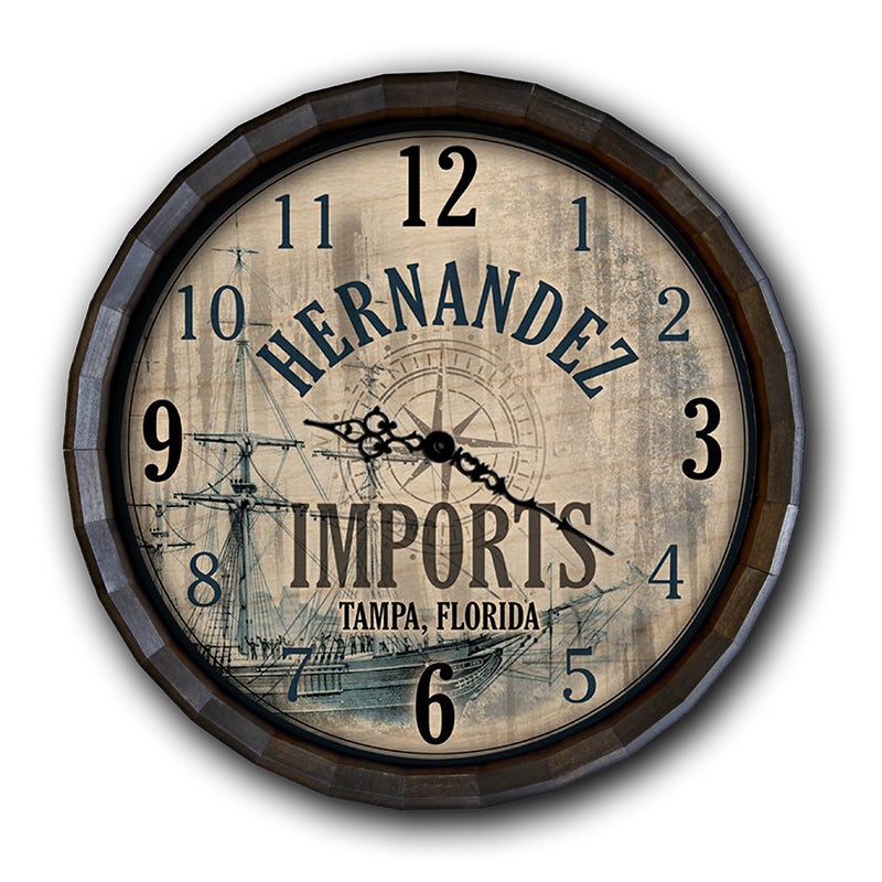 Vintage Imports – Custom Wood Barrel Top Clock