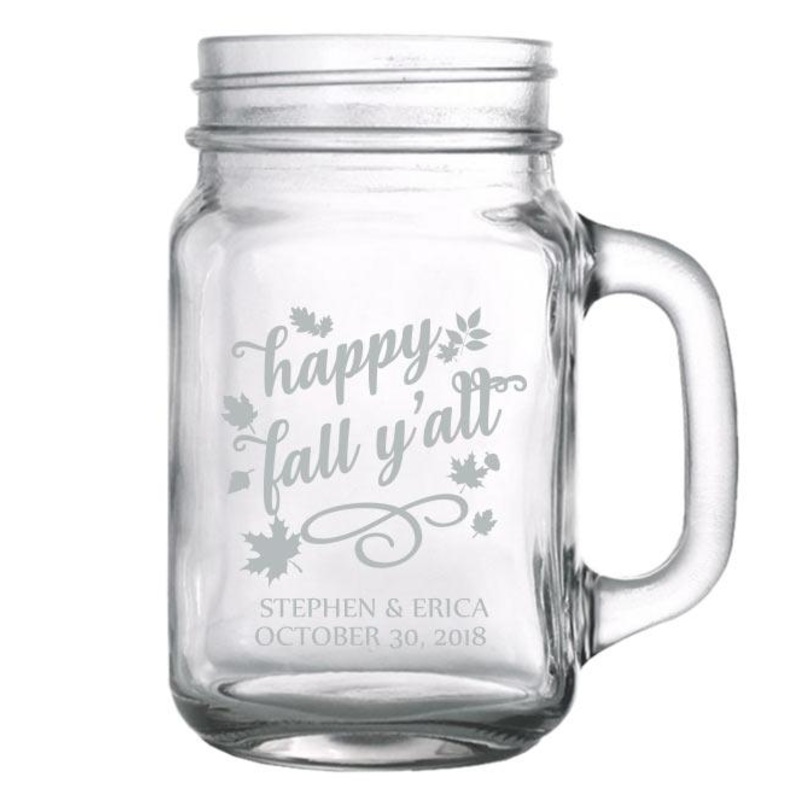 16oz Mason Jar with Handle – CUSTOMIZABLE Happy Fall Y’all