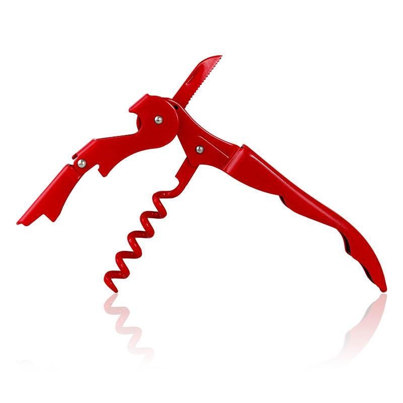 BarConic Solid Red Double-Hinged Corkscrew with Red Worm