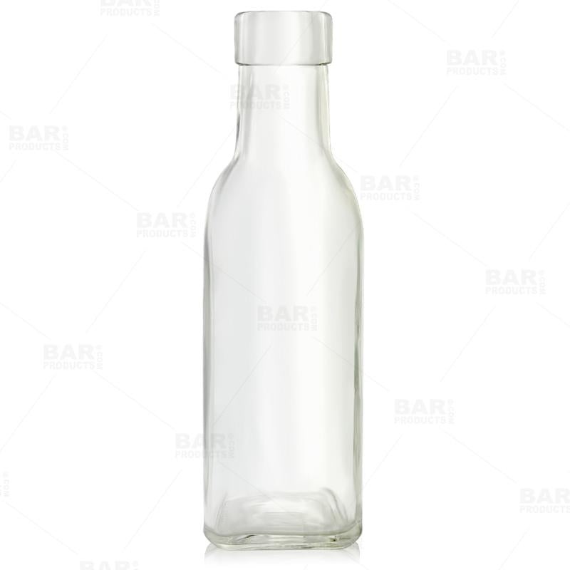 BarConic Vintage Style Vinegar / Oil / Mixer Square Glass Bottle – 6 ounce