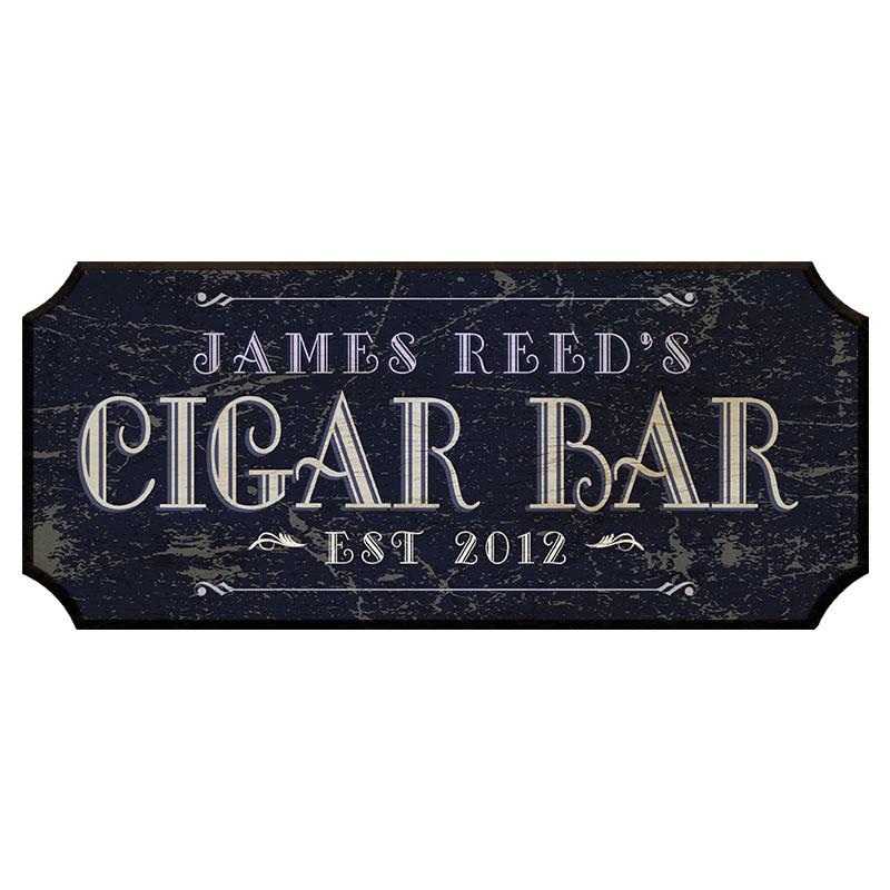 CIGAR BAR – CUSTOMIZABLE Wood Plaque Sign – Color Options