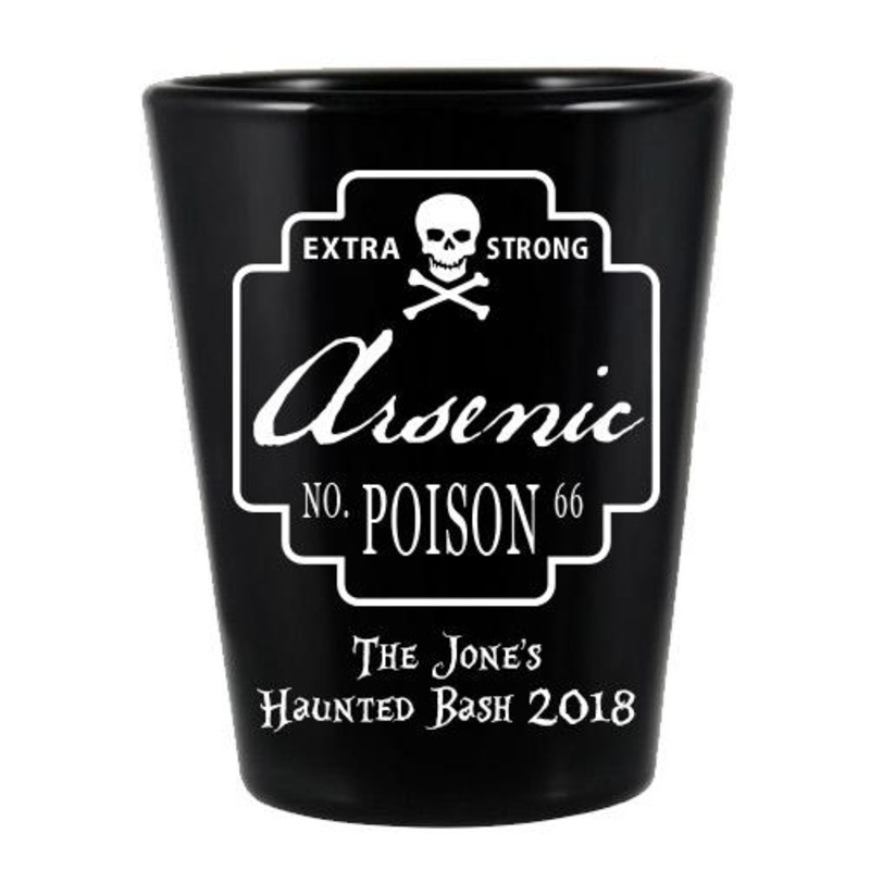 CUSTOMIZABLE Black Shot Glass – 1.75 ounce – Poison Halloween Design
