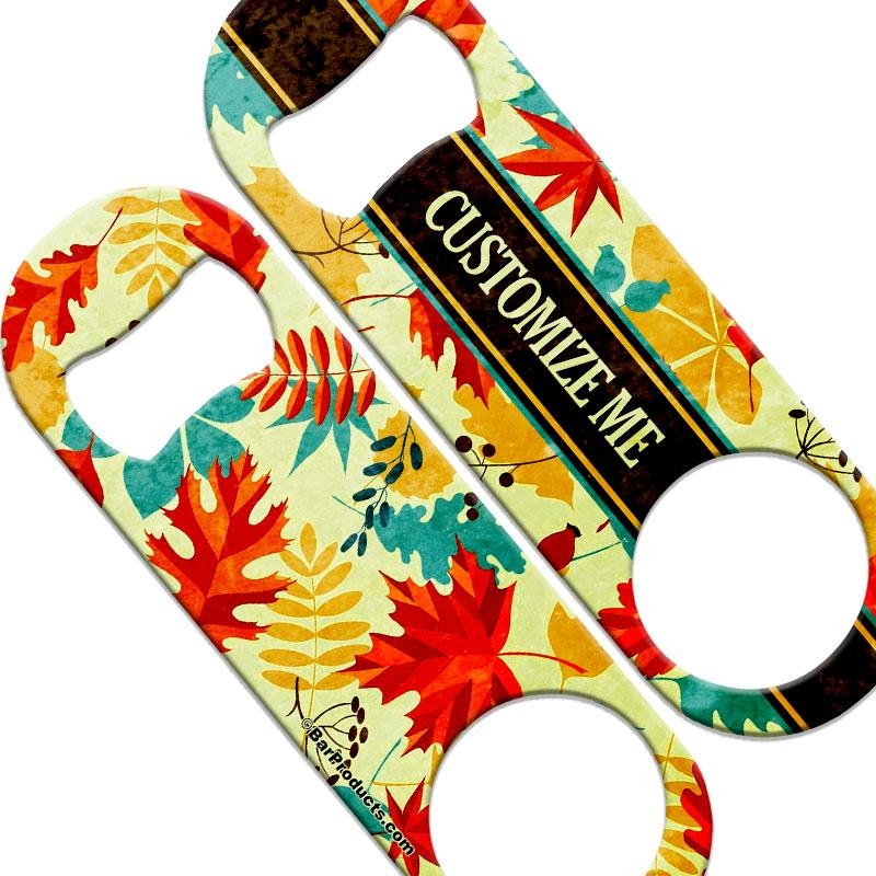 CUSTOMIZABLE  Speed Bottle Opener – Medium Sized 5 inch – Autumn Leaves (V1)