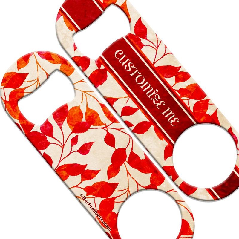 CUSTOMIZABLE  Speed Bottle Opener – Medium Sized 5 inch – Autumn Leaves (V2)