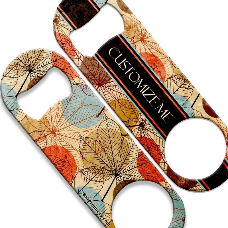 CUSTOMIZABLE  Speed Bottle Opener – Medium Sized 5 inch – Autumn Leaves (V3)
