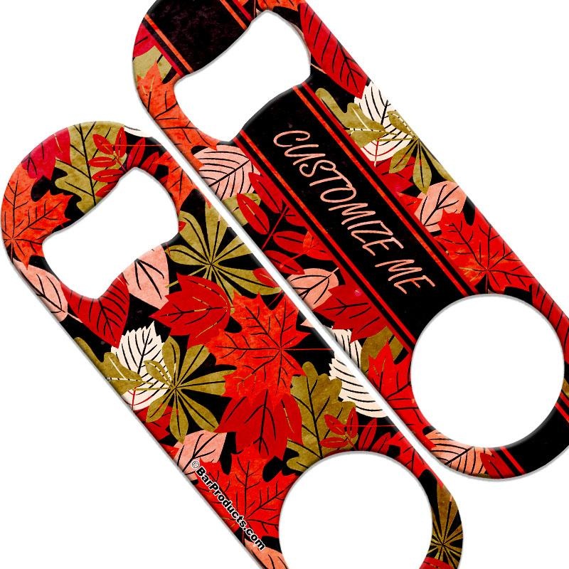 CUSTOMIZABLE  Speed Bottle Opener – Medium Sized 5 inch – Autumn Leaves (V4)