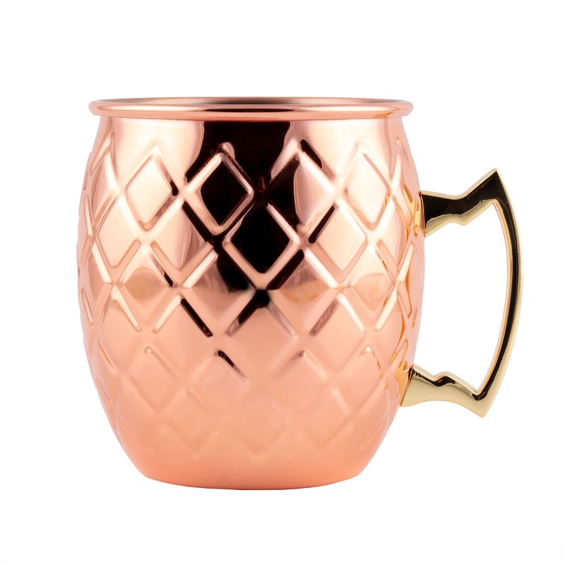 Diamond Moscow Mule Mug – Copper Plated – 18oz