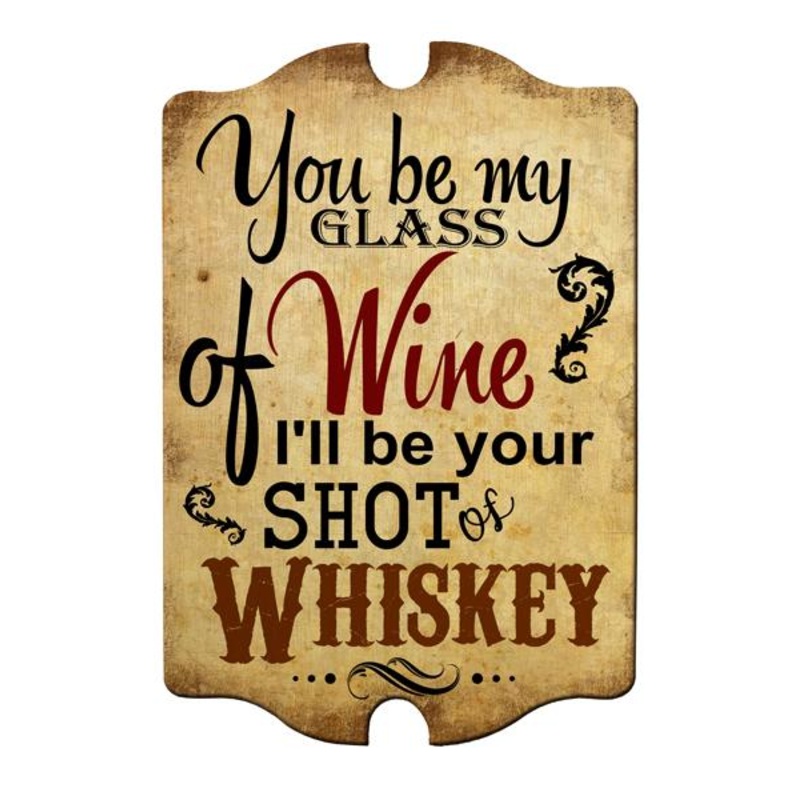 Glass of Wine/Shot of Whiskey Wood Plaque Bar Sign Tavern-shaped