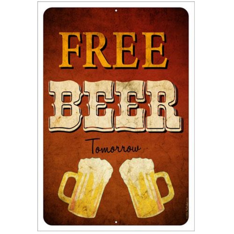 Kolorcoat Metal Bar Sign – Free Beer Tomorrow