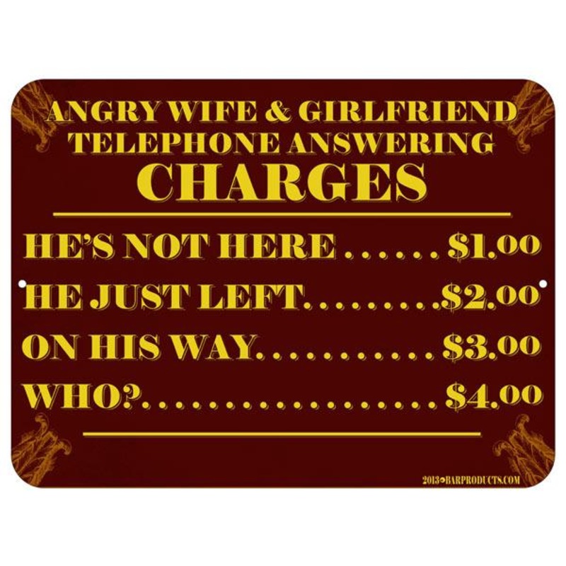 Kolorcoat Metal Bar Sign – Telephone Answering Charges