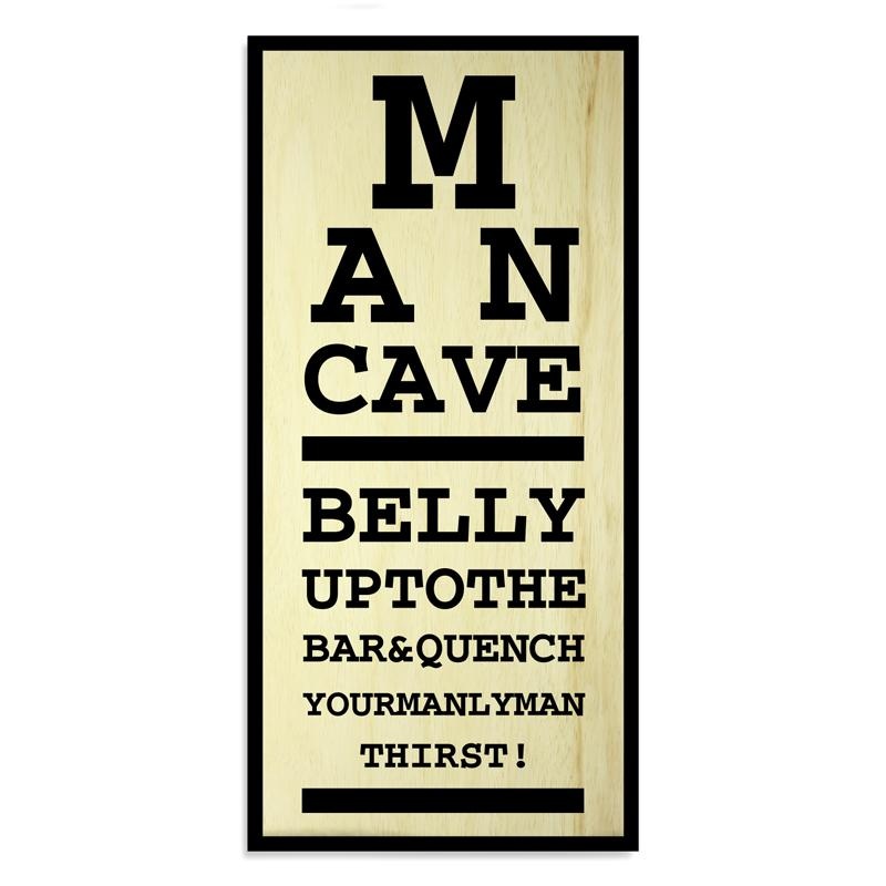 Man Cave Eye Chart – Kolorcoat Wood Bar Sign – Large (11 3/4 x 23 3/4)