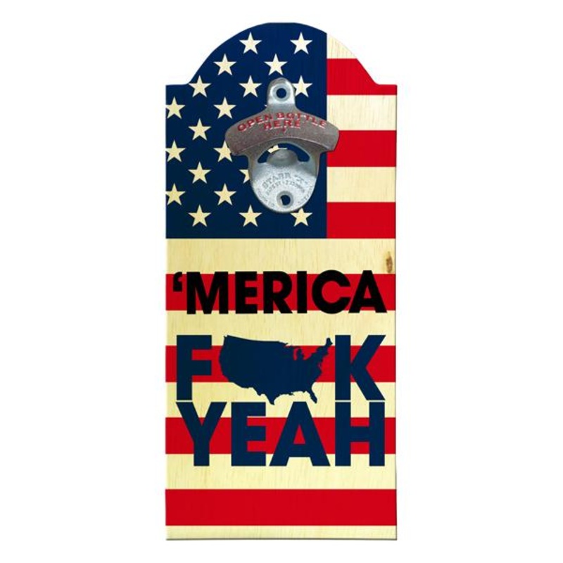 ‘Merica Wooden Bottle Opener with Magnetic Cap Catcher