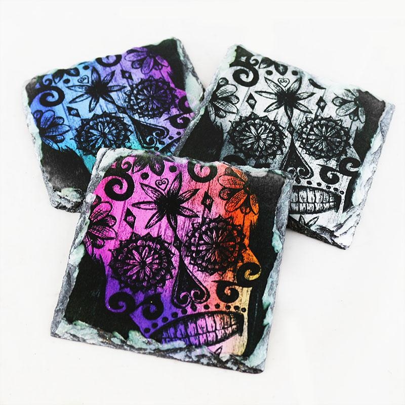 Sugar Skull Rock Slate Coasters (Design Options)