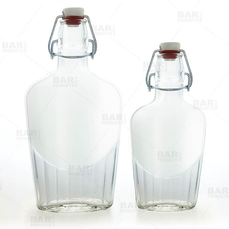 Swing Top Glass Bottle – Clear Flask – 8.5 or 17 ounce
