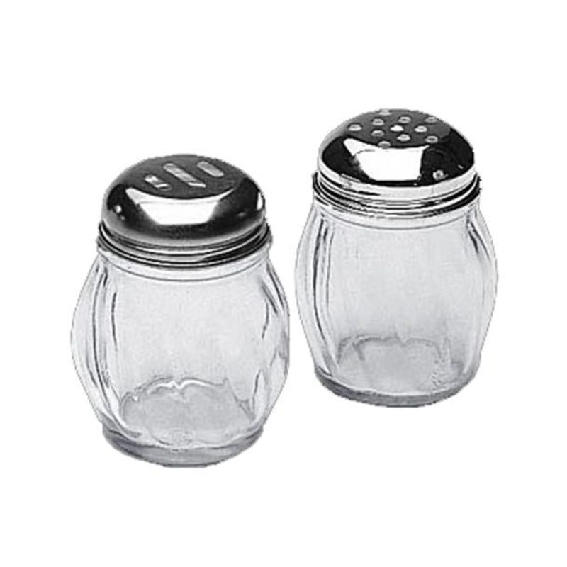 6 oz Glass Swirl Shaker w/ Metal Top